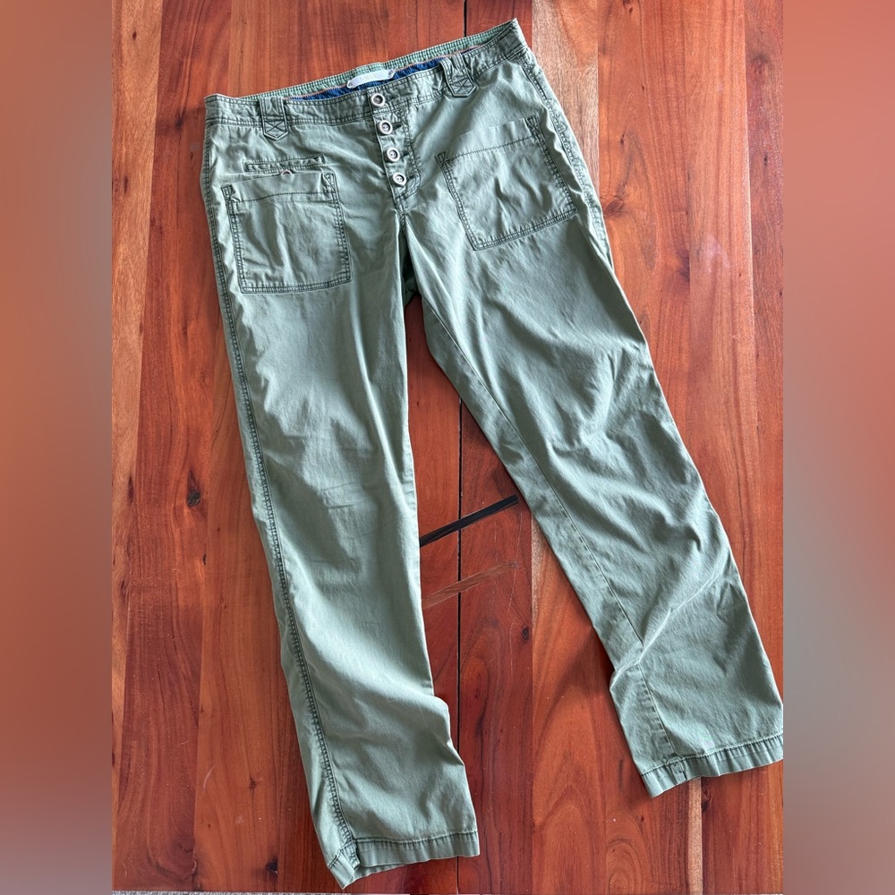 Anthropologie Olive Green Straight-Leg Pants